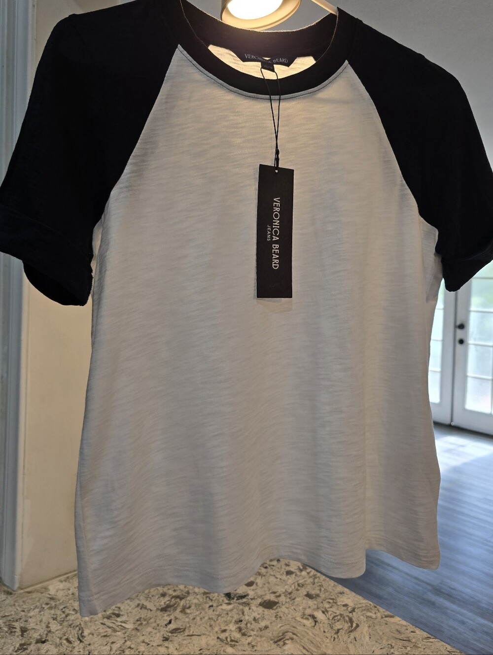 NWT Veronica Beard Designer Baseball Tee White/ Navy XS 100% Pima Cotton $168 - Picture 12 of 14
